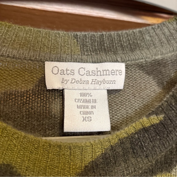 Oats Cashmere Women’s Sweater Crewneck High Low Camo Long Sleeve Green XS - Picture 2 of 3